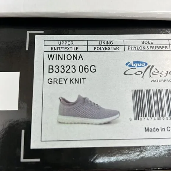 Aqua College Winiona Water Proof Grey Knit Sneaker - Size 9.5- NIB - Picture 7 of 7